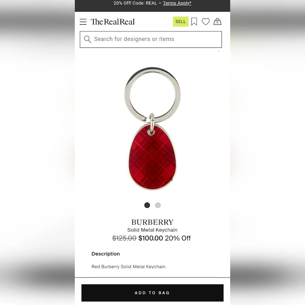 BURBERRY Vintage Nova Check Oval Teardrop keychain fob charm in Red. Unisex - Picture 7 of 7